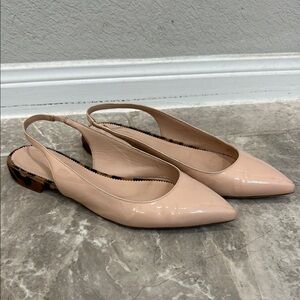 Cream Pointed-Toe Slingback Flats